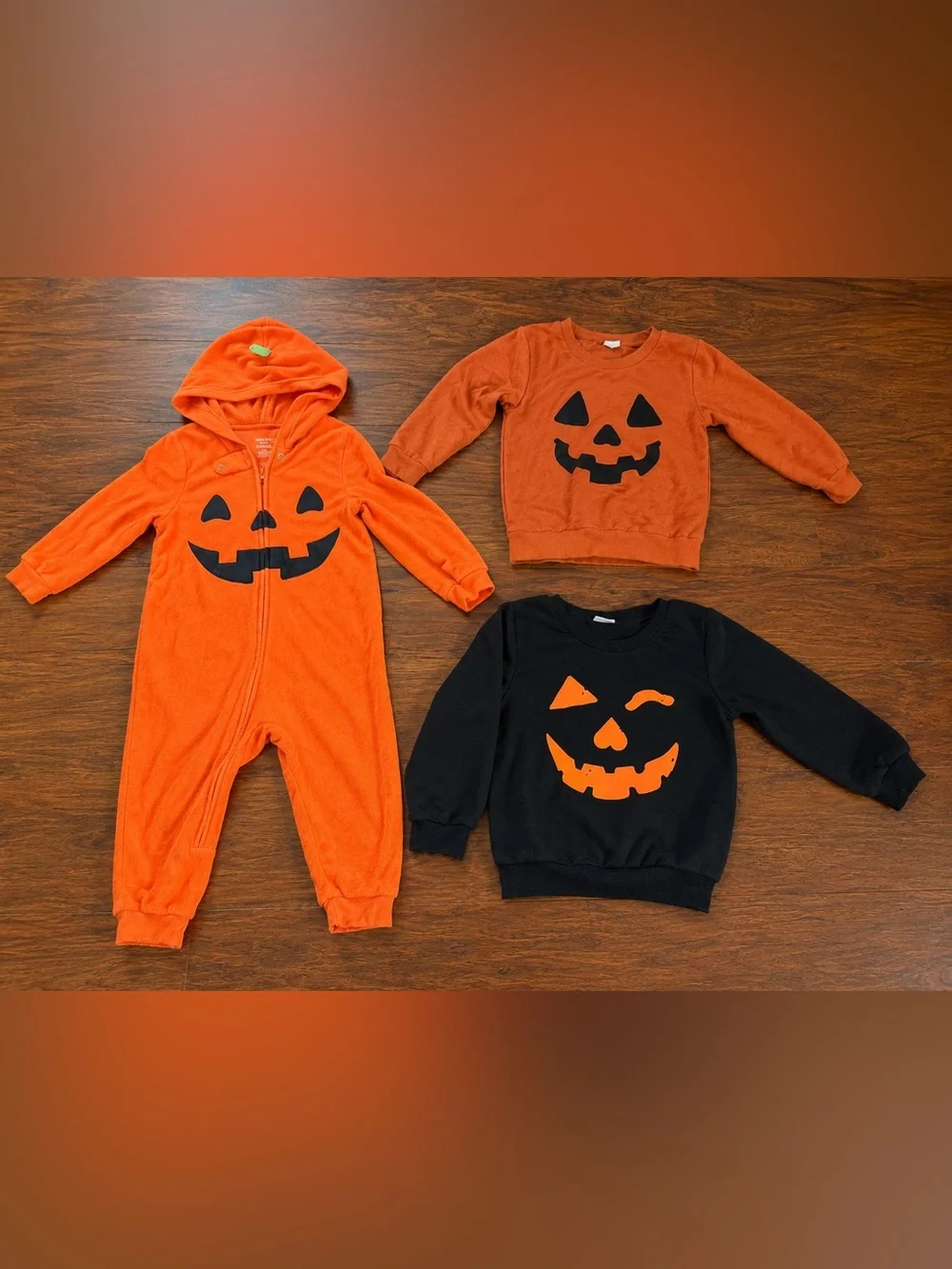 Kids Orange Pumpkin Halloween Costume Set - Hoodie Romper & Sweaters